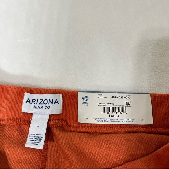 ARIZONA JEAN CO Junior Pants High Rise Flare Soft Corduroy Orange Size Large NWT - Picture 5 of 8